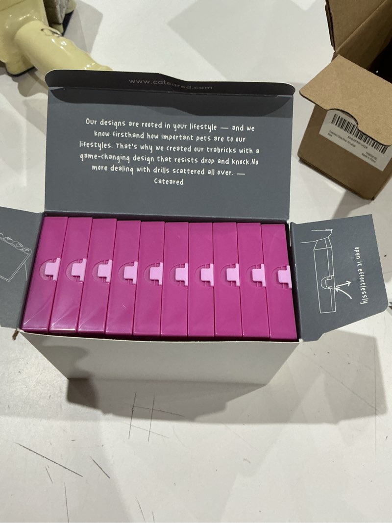 Condition photo showing Good Condition for cateared 2-in-1 diamond art trays with lids,anti-static diamond art storage containers, diamond art accessories diamond painting trays with lids & line-up, box package (pink, 10 piece tray kit) pink 10 piece tray kit