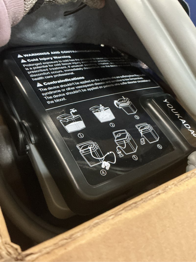 Condition photo showing As Is for cold therapy machine, portable ice machine for knee after surgery with adjustable modes & quiet pump, for shoulder ankle pain relief, cryotherapy machine post surgery recovery black
