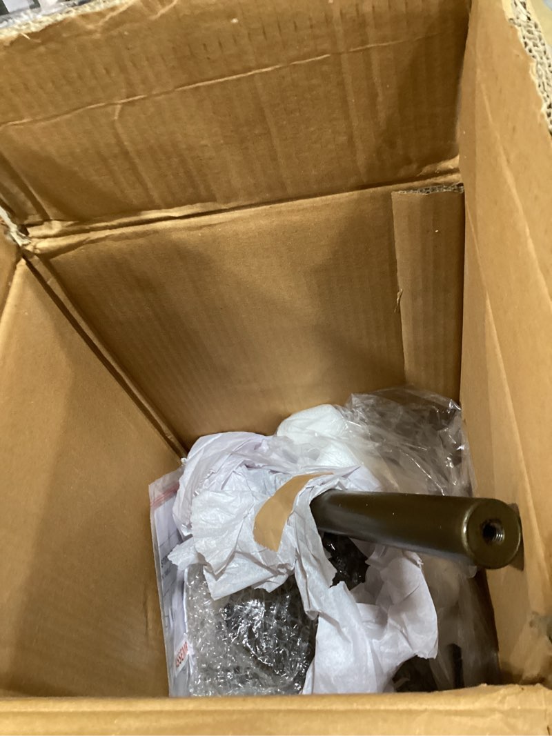 Condition photo showing As Is for Kate and Laurel Sanzo Bohemian Side Table, 9 x 9 x 23, Gold, Decorative Pedestal End Table for Display and Storage Gold 9x9x23