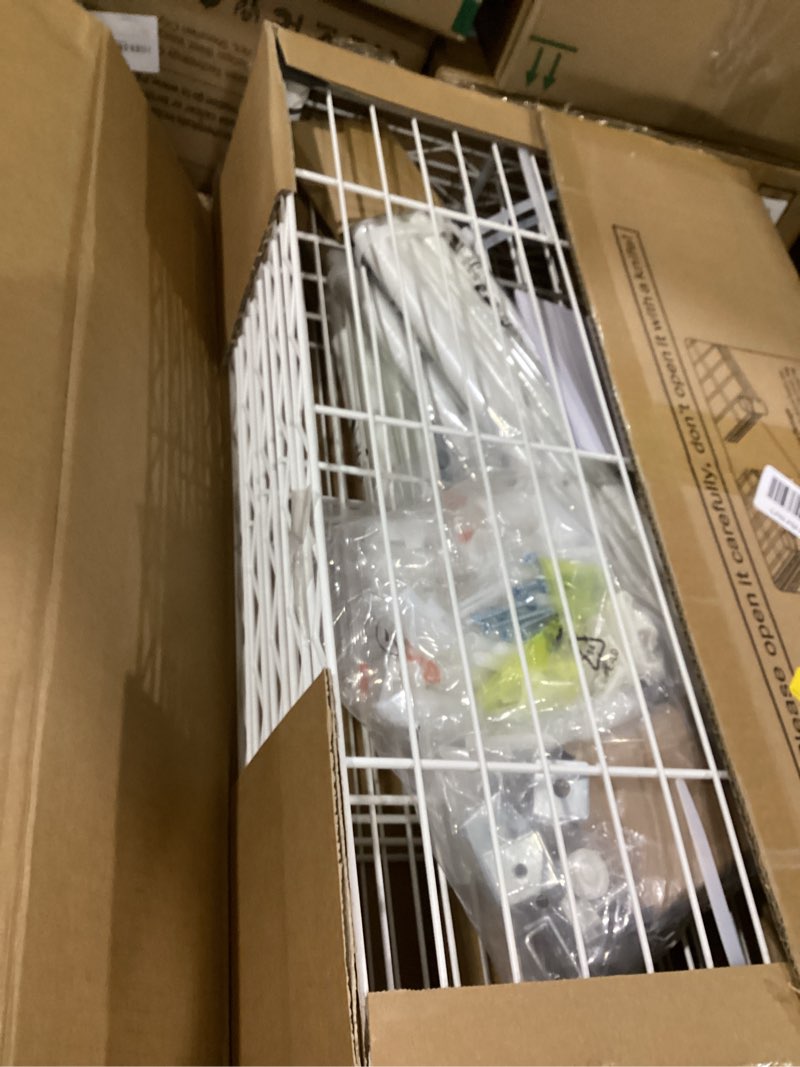 Condition photo showing Good Condition for Ulif M2 Wall Mounted Closet System, Clothes Rack Mounted onto the Wall with 4 Expandable Hanger Rods and 5 Metal Shelves, Clothing Organizer Storage in (70.8-102.3)" L x 14.5" D x 71.2" H, White White M2