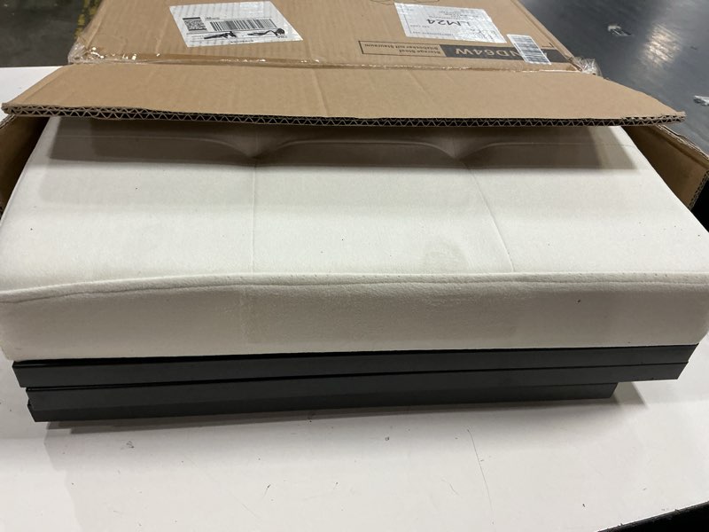 Condition photo showing Good Condition for 17.7 inches velvet turfed ottomans cube with legs, metal-framed square linen storage ottoman foot rest stool holds 770 lb for dorm living room bedroom white uasnd64w velvet-white
