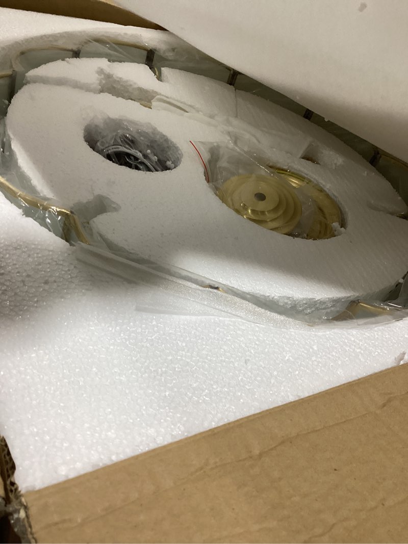 Condition photo showing Good Condition for MIXL-4-Light Semi Flush Mount Ceiling Light,Brass Chandelier with Frosted Glass Lampshade,Gold Dinin