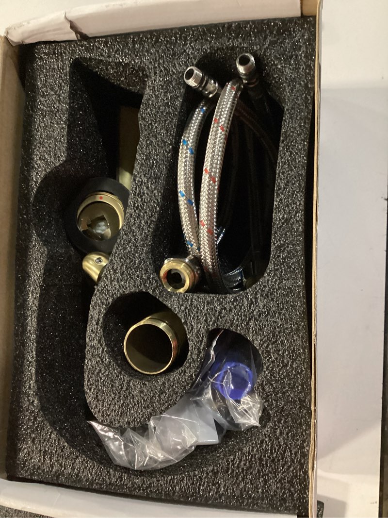 Condition photo showing As Is for bathroom faucets brushed gold,single handle brass basin faucet for sink 1 hole or 3 holes,high arc bathroom sink faucet with 9.5 inches deckplate,vanity vessel sink faucet mixer tap