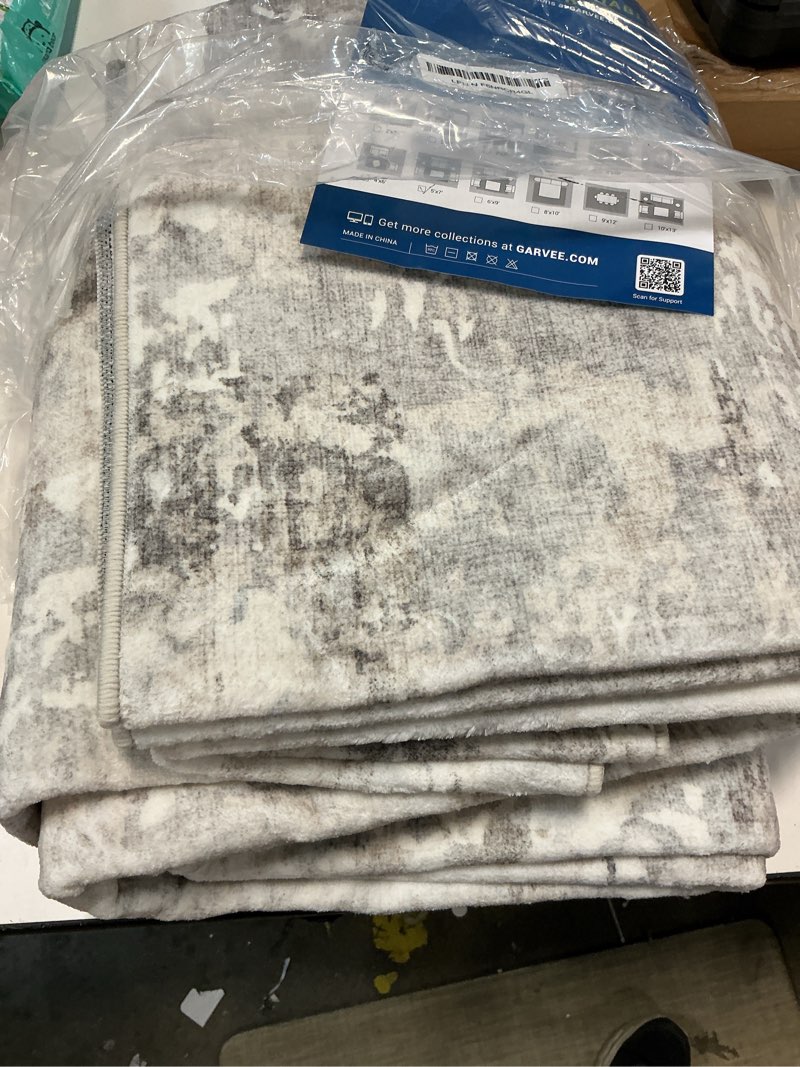 Condition photo showing Good Condition for garveehome 5x7 abstract area rug, washable soft low pile non slip accent rug for living room, bedroom, dining room, modern neutral beige indoor carpet brown/grey 5' x 7' (rectangular)
