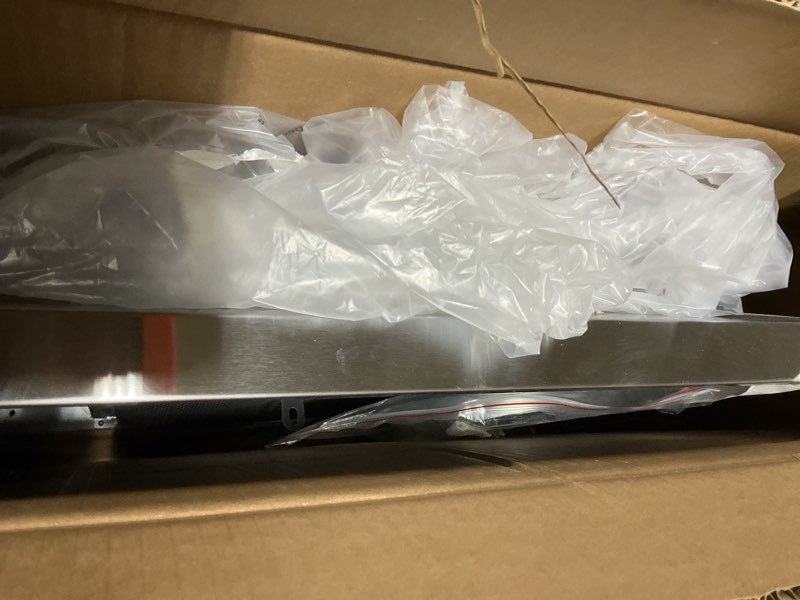 Condition photo showing Good Condition for 24 inch Range Hood Under Cabinet, Stainless Steel Kitchen Hood 280CFM, Ducted/Ductless Vent Hood with Rocker Button Control, Stove Hood with 2 Speeds Fan, Bright LED Light 24 inch Stainless Steel