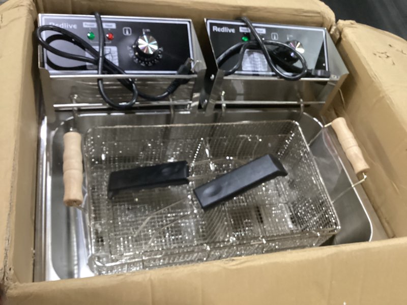 Condition photo showing Good Condition for electric deep fryer 22.6l/24qt stainless steel large capacity commercial fryer with basket, 3400w 110v countertop deep fryer for home kitchen and restaurant use withtemperature control 83