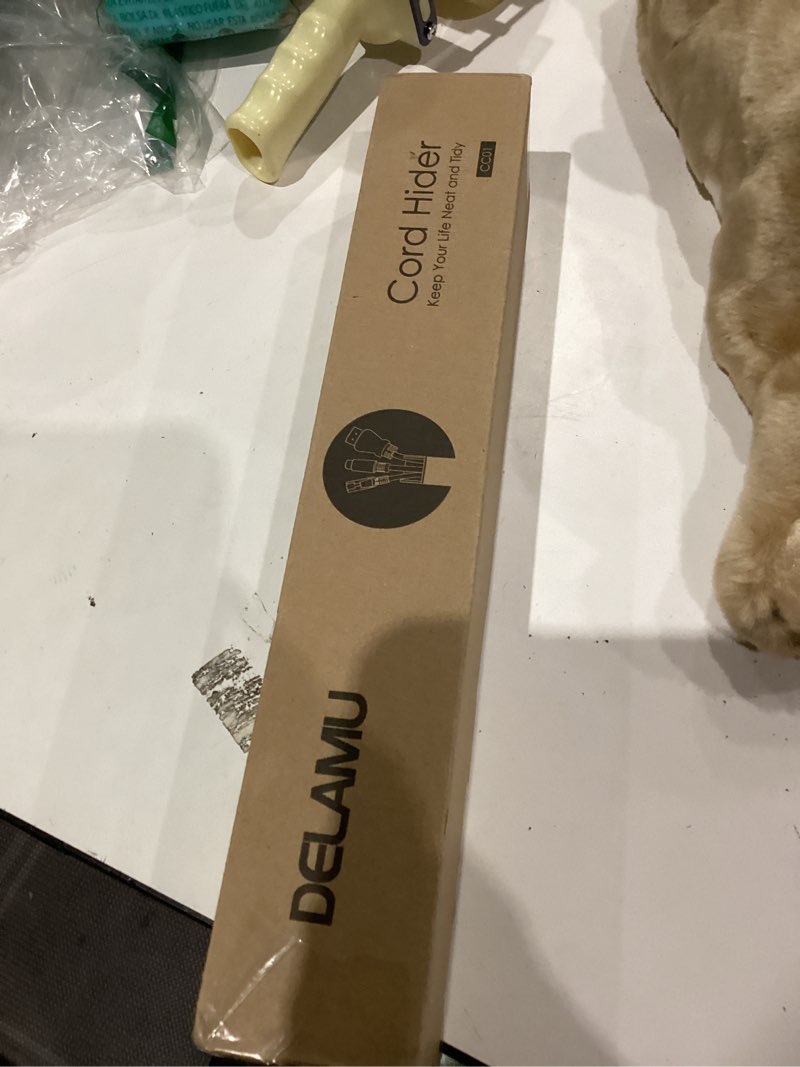 Condition photo showing As Is for Cord Hider, 157in Delamu Wire Covers for Cords Cable Management, TV Cable Hider Wall Kit, Cable Raceway Cover Wire Hider Management, Cord Hider Wall Mounted TV, 10XL15.7 W0.95 H0.55in Grey 157in L x 0.95in W x 0.55in H Grey