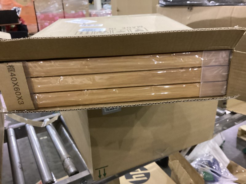 Condition photo showing New/Like New for Shoci Large Framed Neutral Wabi Sabi Wall Art Modern Abstract Brown Gray Canvas Artwork Natural Float Framed Minimalist Beige and Black Shapes Decor for Living Room Bedroom Office 16X24 Inch Set of 3 16" X 24" X 3pieces Framed Brown