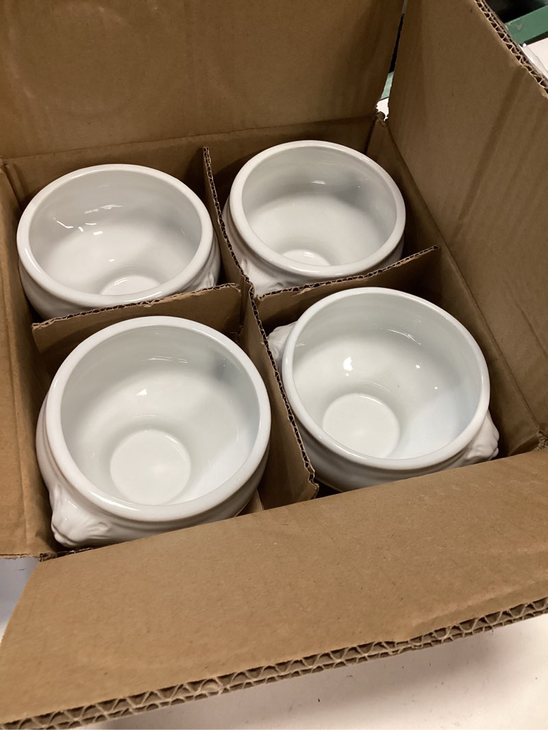 Condition photo showing New/Like New for Cinf Ceramic 14 oz Set of 4 Lion Head Porcelain Soup Bowls White Christmas Gifts Microwave Safe Soup and Fruit Home Kitchen Classic-14oz (4 Bowls? White