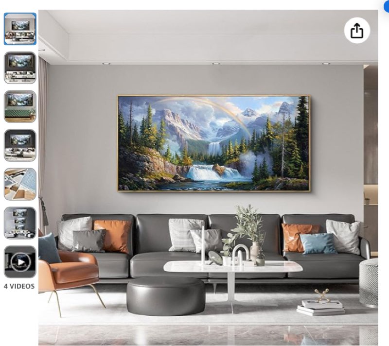 xlsjerst waterfall wall art - natural picture lake landscape large paintings artwork for walls canvas wall art for living room bedroom home decor - 58x29 inches
