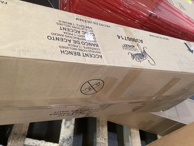 Condition photo showing As Is for Signature Design by Ashley Lembertson 70" Accent Bench, Beige