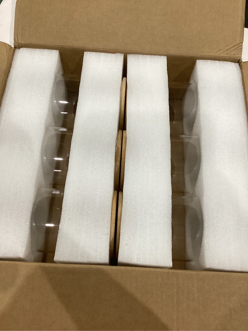 Condition photo showing Good Condition for yuncang glass food storage jars 50oz [set of 6],clear glass food storage containers with airtight bamboo lid stackable kitchen canisters for candy,cookie,rice,sugar,flour,pasta round-50oz-6pack