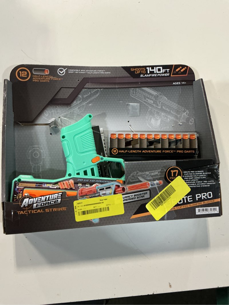 Condition photo showing As Is for adventure force tactical strike brute pro ultimate clip-fed slamfire half-length dart blaster, shoots up to 145 ft., 17-piece pro blaster set with accuracy booster, 14+