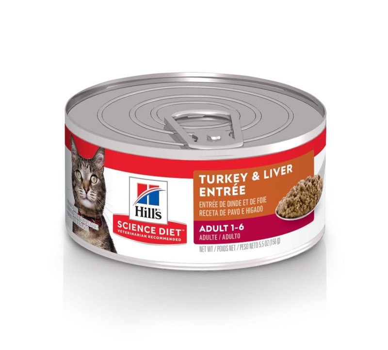 Hill's Science Diet Adult 1-6, Adult 1-6 Premium Nutrition, Wet Cat Food, Turkey & Liver Minced, 5.5 oz Can, Case of 24((BEST By/04/2025))