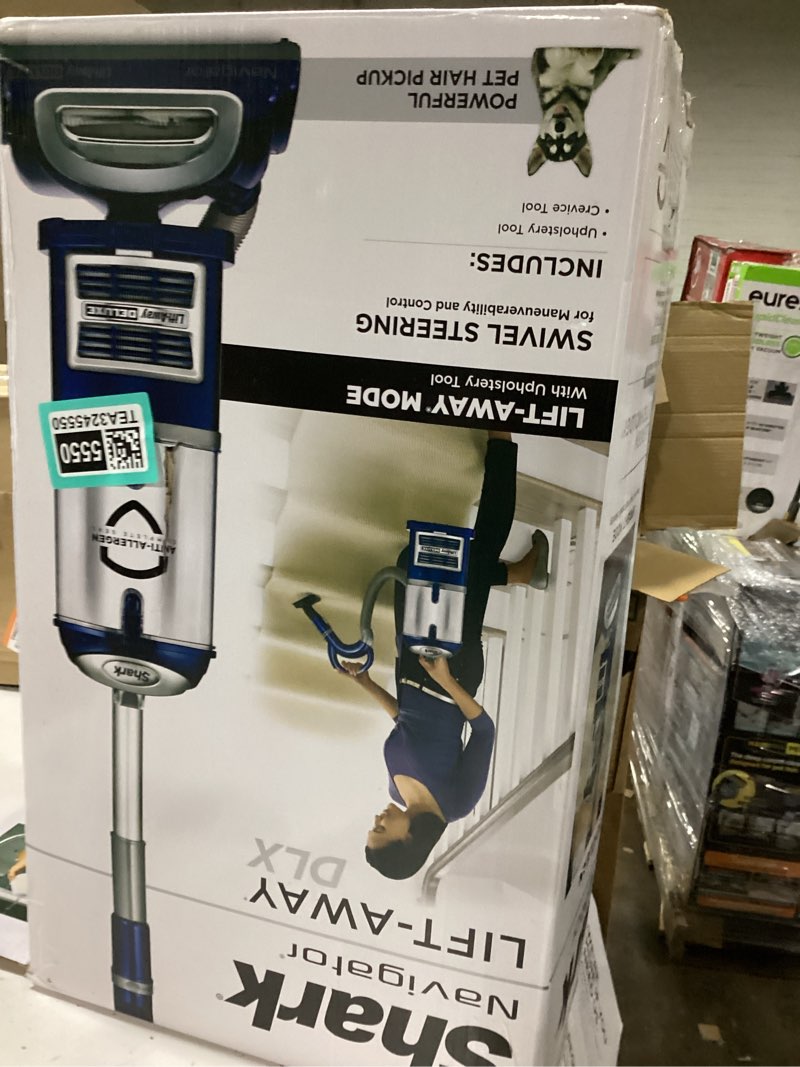 Condition photo showing Good Condition for shark upright vacuum, navigator lift-away deluxe with large dust cup capacity, hepa filter, swivel steering, upholstery tool & crevice tool, blue, nv360