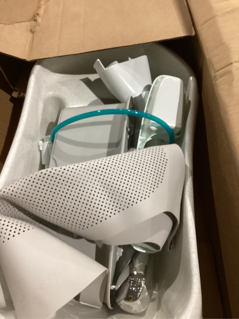 Condition photo showing As Is for The First Years Rain Shower Baby Spa Bathtub Set – Includes Infant Sling, Soothing Spray Shower Head, Fresh Water Tank and Built-in Soft Brush – 3-in-1 Newborn to Toddler Design –Baby Bath Essentials Shower + Tub