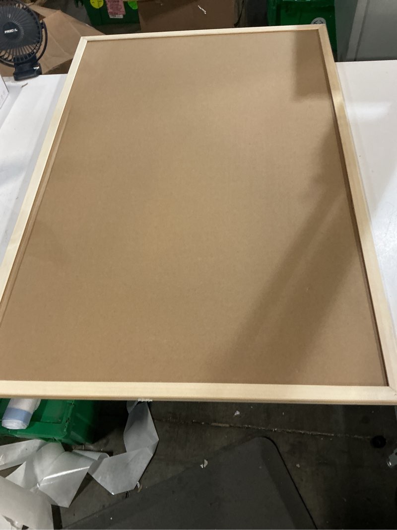 Condition photo showing Good Condition for owlkela 24'' x 36'' cork board bulletin board, wooden framed corkboard, wood oak frame corkboard, vision board and decorative hanging pin board 24" x 36"
