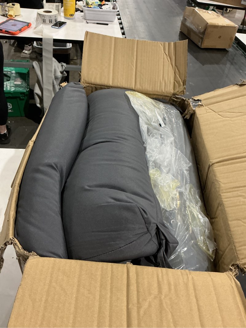Condition photo showing Good Condition for geelin 4 pack outdoor/indoor high-back chair cushions 44×21 in, stuffed tufted replacement patio chair cushions with ties weather resistant pads for patio furniture (dark gray) dark gray 4