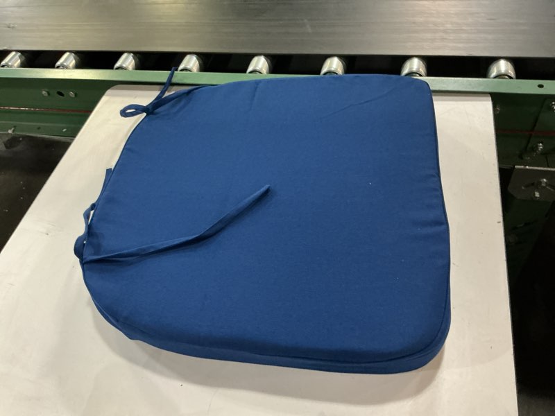 Condition photo showing As Is for outdoor chair cushions set of 4, 17 x 16 inch patio chair cushions for outdoor furniture, water resistant, non-slip ties(royal blue) 1 - royal blue 17x16x2|4 pack