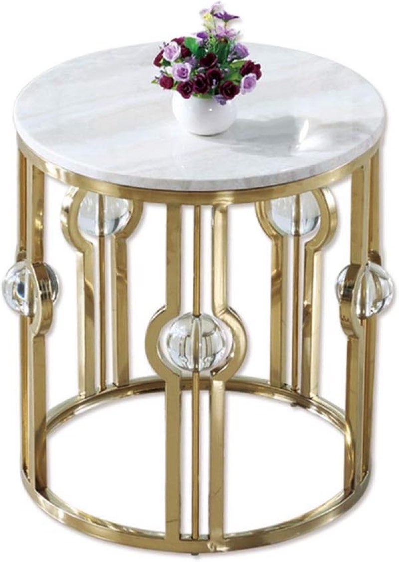 (Similar to stock photo)(Set of 2 ) Tische ZR- Round Marble Coffee Table Luxury Crystal Ball Metal Side Table Living Room Display Stand 50 * 50 * 52 cm Furniture (Color : Gold)