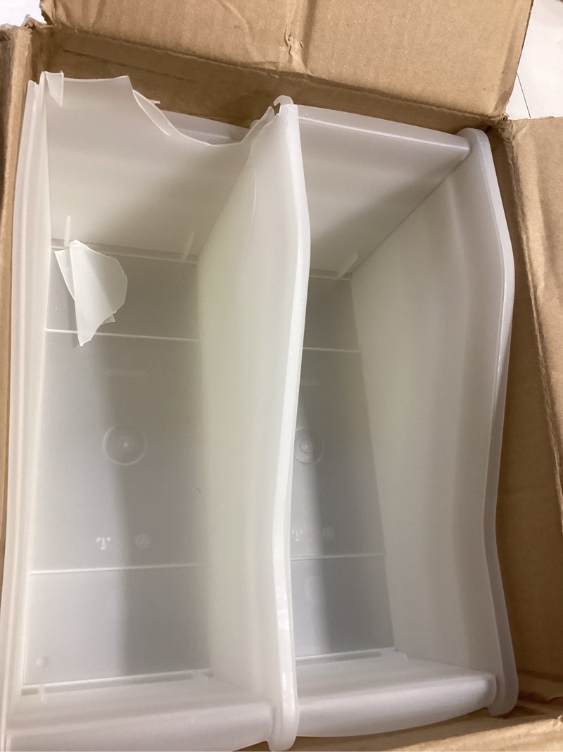 Condition photo showing As Is for IRIS USA Plastic Book Bin Magazine Holder, 8-Pack, Vertical Standing Connecting Container Box for Office Dorm Study Homework Binder Notebook File Craft Stationery Supplies Organizer Caddy, Clear Clear L - 8 Pack