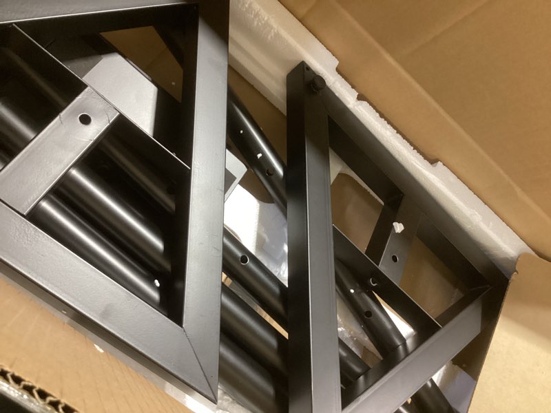 Condition photo showing As Is for pyle speaker stand pair of sound play 1 and 3 holder - telescoping height adjustable from 26” - 52” inch high heavy duty three-point triangle base w/ floor spikes and 9” square platform, black speaker amplifier stand