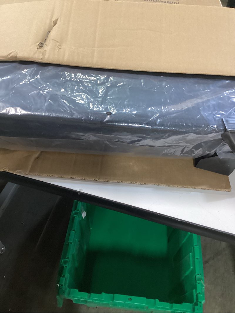 Condition photo showing New/Like New for 17.7" Ottoman with Storage, Square Storage Ottoman for Dorm, Faux Leather Ottomans with Legs for Living Room, Bedroom, Black Black, Faux Leather