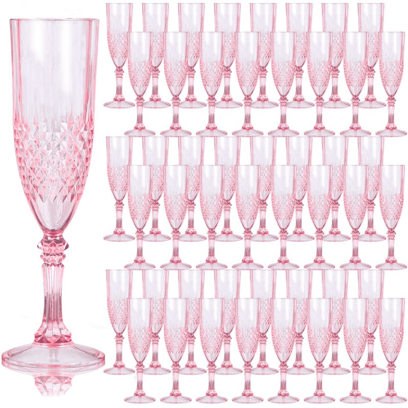  ZHURUININ 7-Ounce pink Unbreakable Wine Glasses (Set of 48), Plastic Wine Glasses, Reusable, BPA-Free, Dishwasher-Safe, Perfect for Poolside, Outdoors, Camping, and More