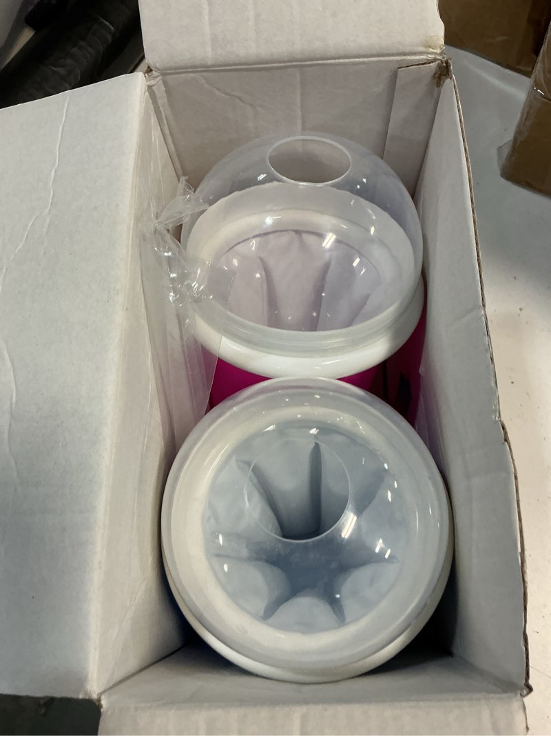 Condition photo showing Good Condition for 2pcs slushie maker cup-500ml diy magic quick frozen smoothies cups for homemade milk shake ice cream maker, portable cooling cups, double layer squeeze slushy maker cup, birthday gifts for kids mom pink+blue 500ml