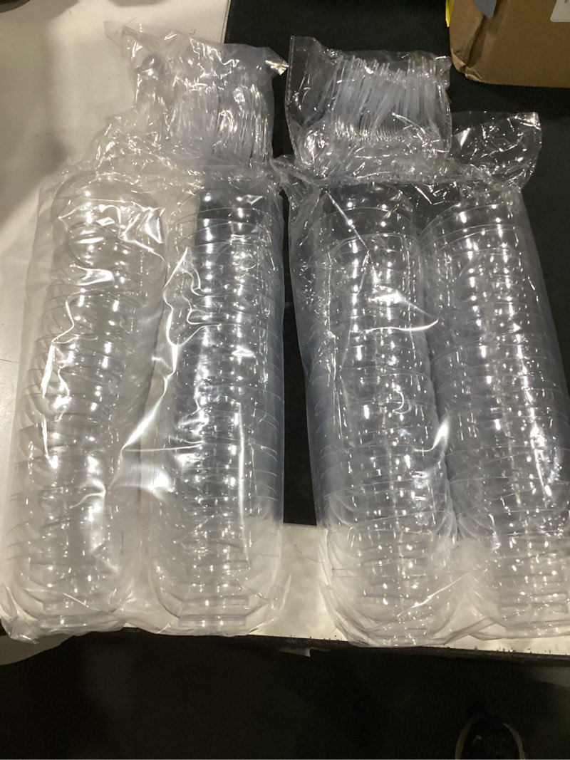 Condition photo showing Good Condition for 100 pack 3 oz mini dessert cups with spoons, clear small round party serving bowls for yogurt parfait fruit mousses appetizer trifle round - 100 cups+100 spoons