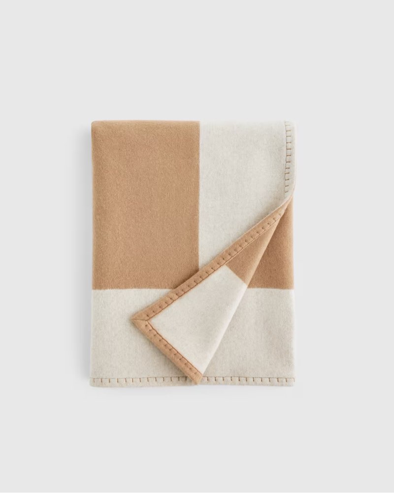 quince merino wool & cashmere luxury throw color: camel 60x60