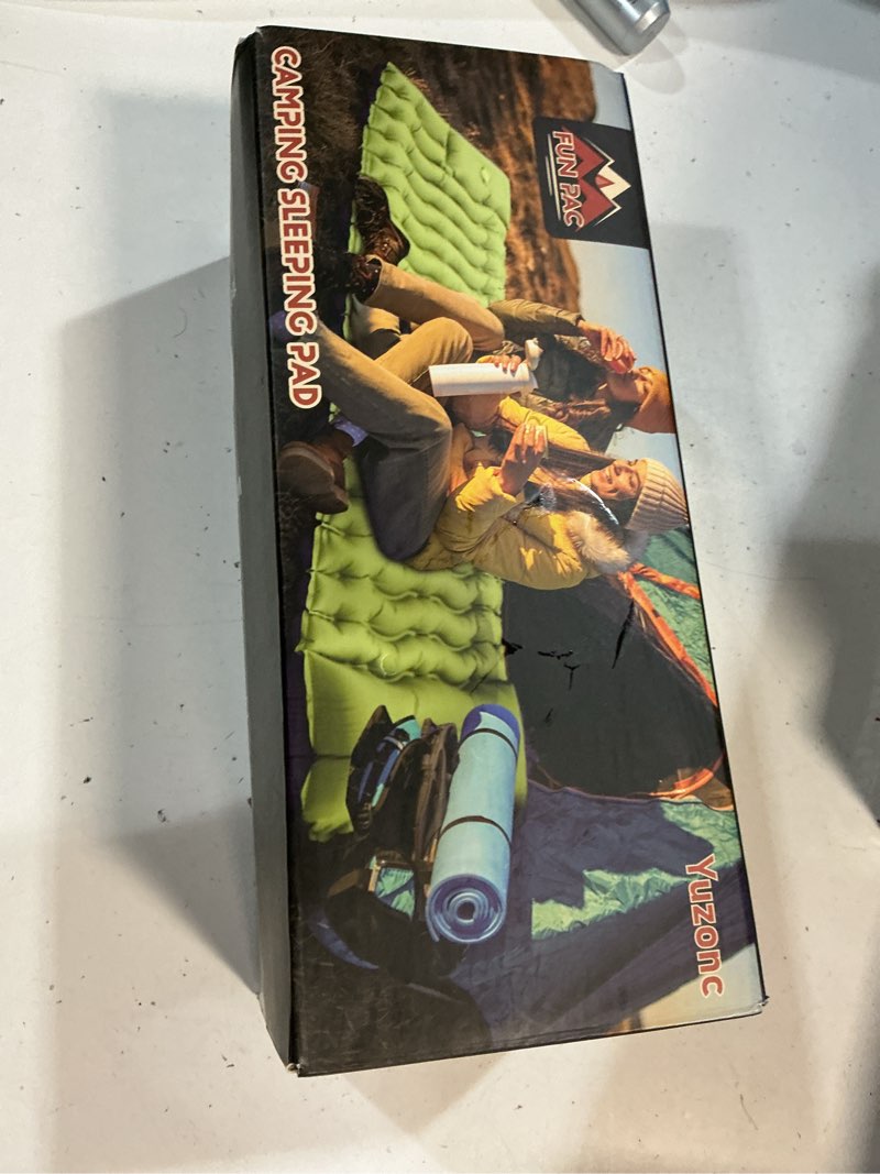 Condition photo showing Good Condition for camping sleeping pad with pillow built-in foot pump inflatable sleeping mat compact for camping backpacking hiking traveling - blue