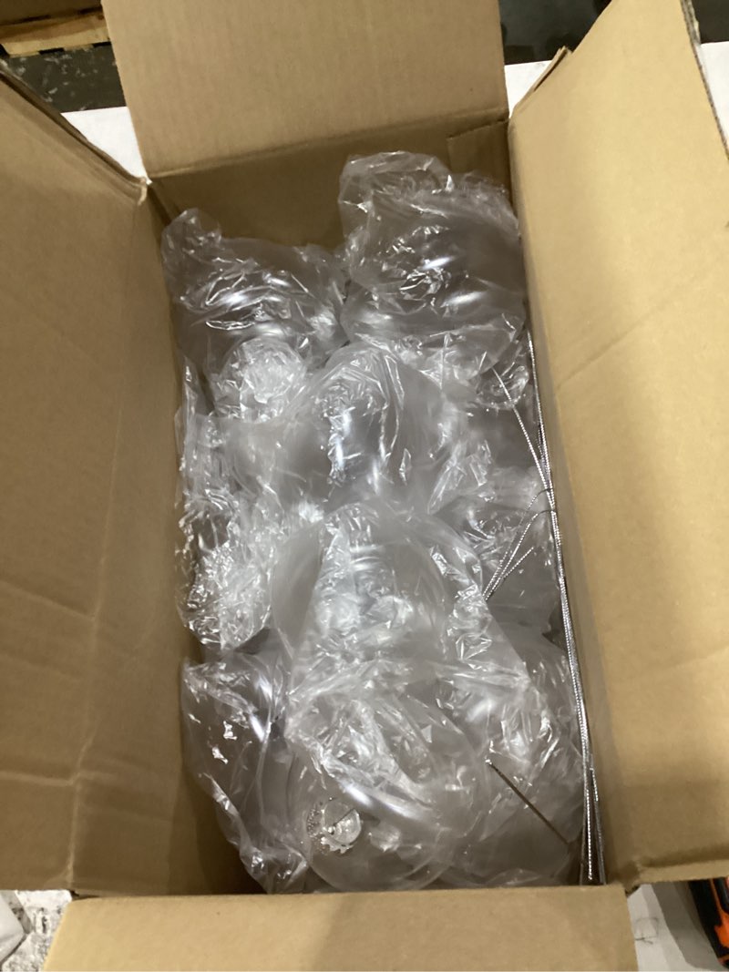 Condition photo showing New/Like New for baluue 20pcs clear plastic fillable ornament balls, 3.15 inch shatterproof christmas tree baubles, transparent diy craft spheres with removable metal caps, empty hanging decoration 8x8x8cm transparent color
