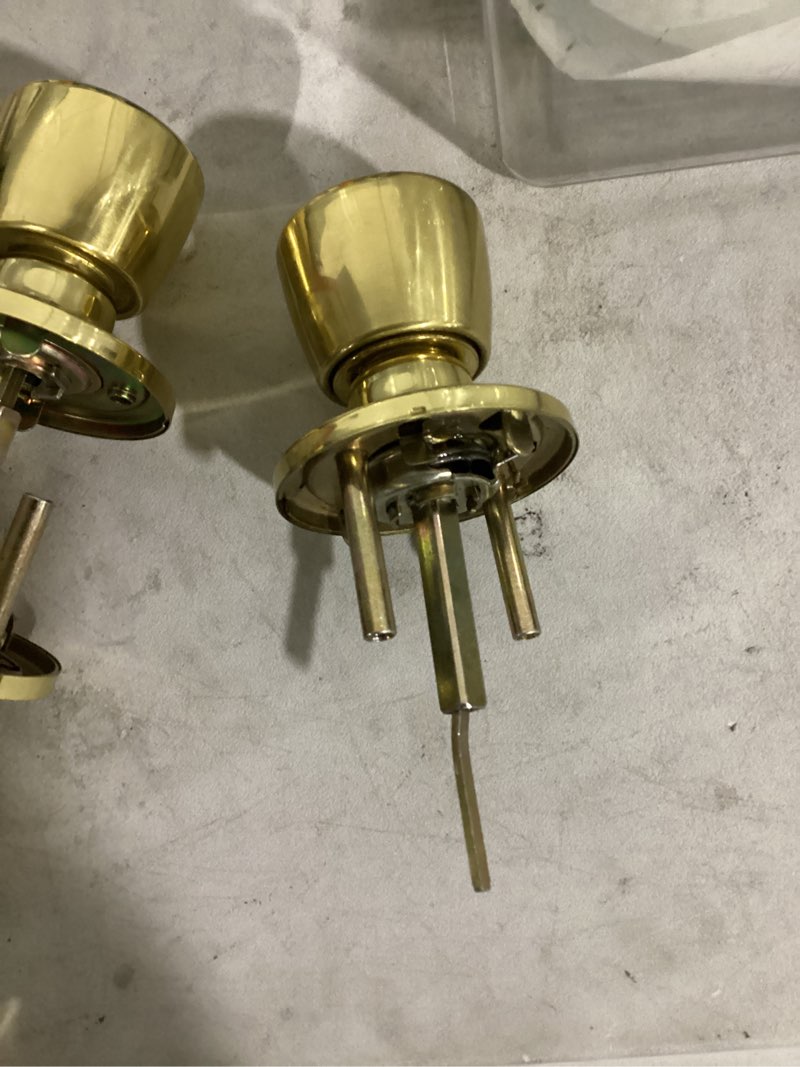 Condition photo showing As Is for reliabilt gallo polished brass exterior single-cylinder deadbolt keyed entry door knob project pack (2-pack)