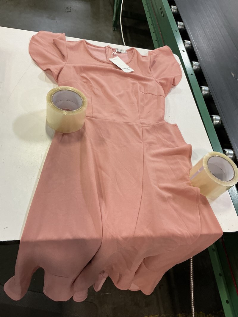 Condition photo showing New/Like New for berylove women formal party dress flutter short sleeve wedding cocktail long evening dress small blush