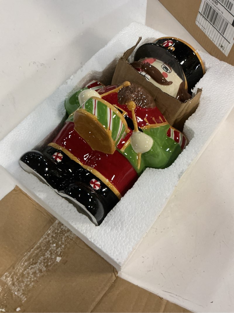 Condition photo showing Good Condition for Certified International Holiday Magic Nutcracker Cookie Jar, 3D Hand-Painted Ceramic Jar – Festive 56 oz Christmas Kitchen Decor & Candy Canister – Holiday Countertop Display or Gift Idea