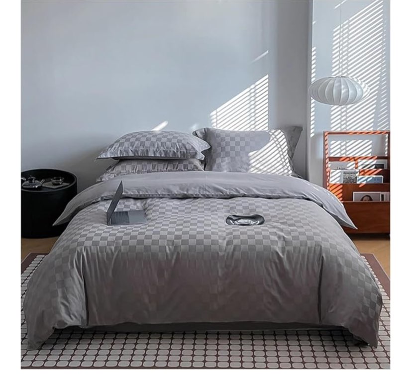 (Incomplete Set) Bedding Set Chessboard Grid Luxury Bedding Kit Cotton Duvet Cover Set Twin Queen King Size Bed Set 
