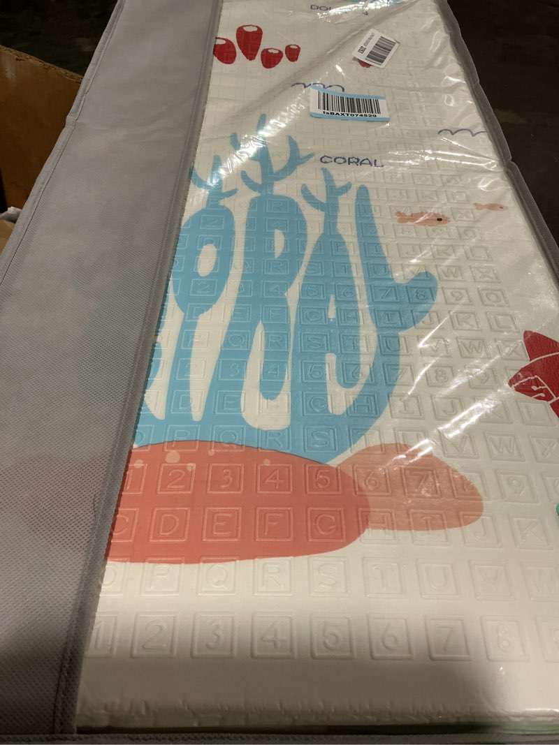 Condition photo showing Good Condition for DAN&GO Extra Large Baby Play Mat, Foldable, Double-Sided, Beige, Non-Toxic XPE Material, Portable Activity Floor Mat for Babies 0-12 Months & Kids, Educational Design (Ocean, 71 * 79 * 0.4) 71 * 79 * 0.4 Ocean