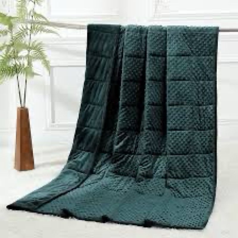 alomidds weighted blanket ( 60"x80",15lbs queen size green ), weighted blankets for adults and kids, cooling breathable soft heavy blanket microfiber material with glass beads