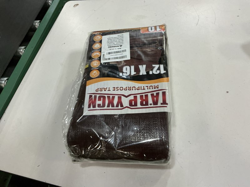 Condition photo showing New/Like New for brown tarp 12x16 feet, 10 mil thick waterproof poly tarps cover uv resistant, rip & tear proof with metal grommets every 20 inches brown 12x16 ft