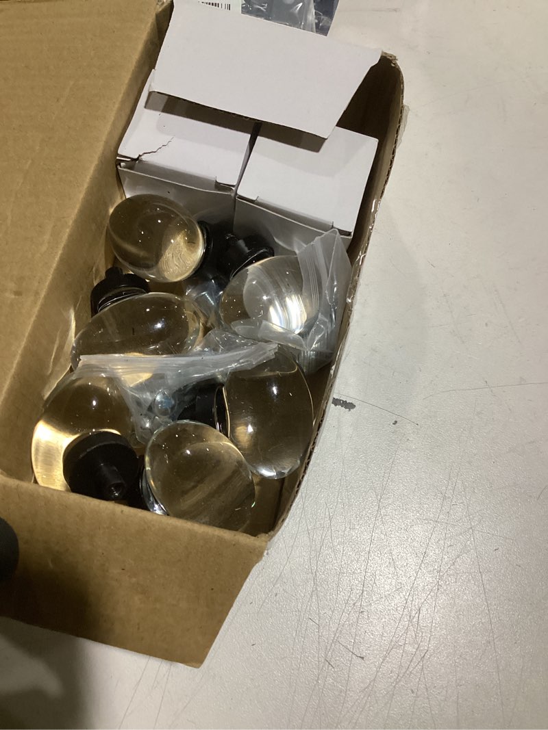 Condition photo showing Good Condition for 8 pack glass cabinet knobs and pulls, oval crystal knobs for dresser drawers, matte black kitchen cabinet knobs egg shape 8 pack .matte black
