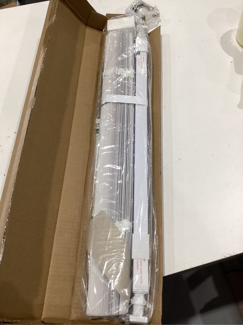 Condition photo showing New/Like New for lazblinds no tools no drill cordless 1" vinyl mini blinds, 100% privacy s-curve blinds for indoor windows, room darkening horizontal window blinds and shades for home, 24" w x 48" h, white white 24" w x 48" h
