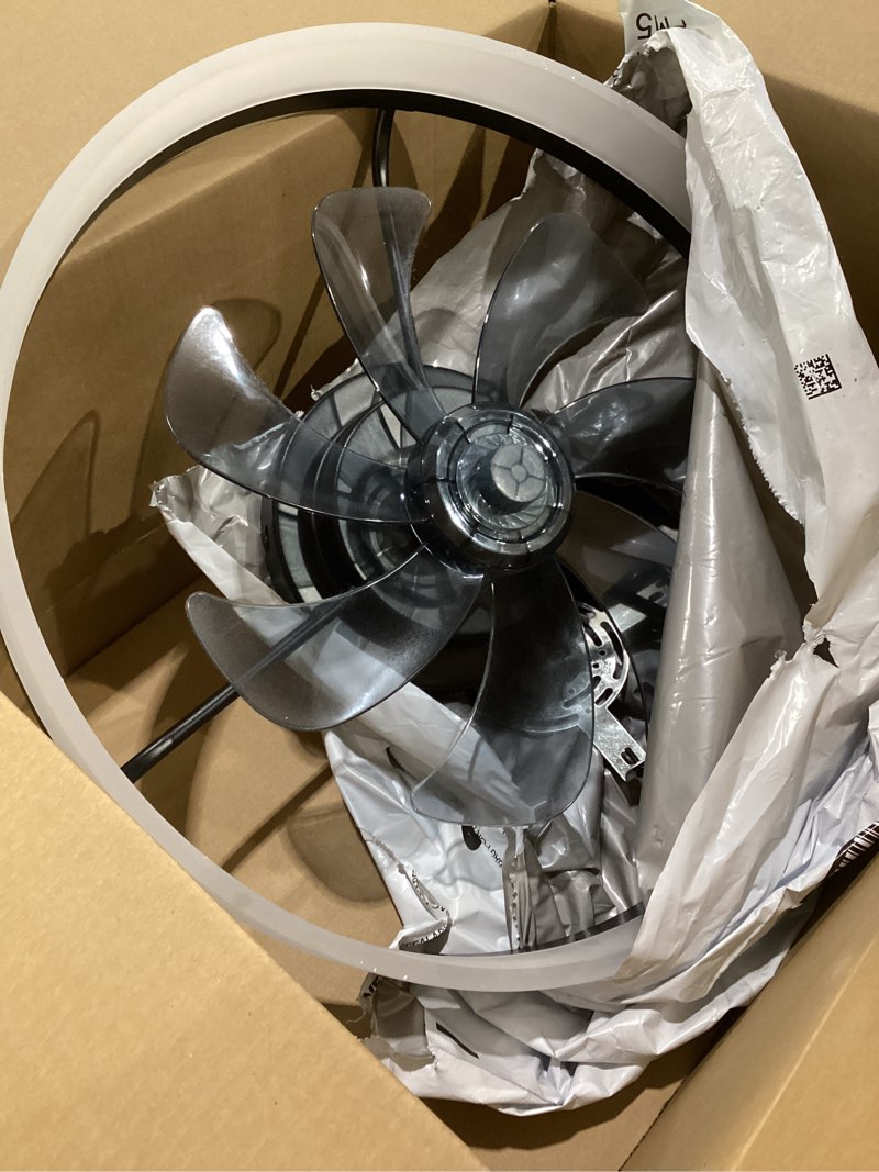 Condition photo showing As Is for ZMISHIBO Ceiling Fans with Lights and Remote, 19.7'' Low Profile Ceiling Fan, 3000-6000K Dimmable Modern Flush Mount LED Fan Light, 6 Wind Speeds, Black Fandelier Ceiling Fans for Bedroom Black 19.7 INCH, SIMILAR TO STOCK PHOTO 