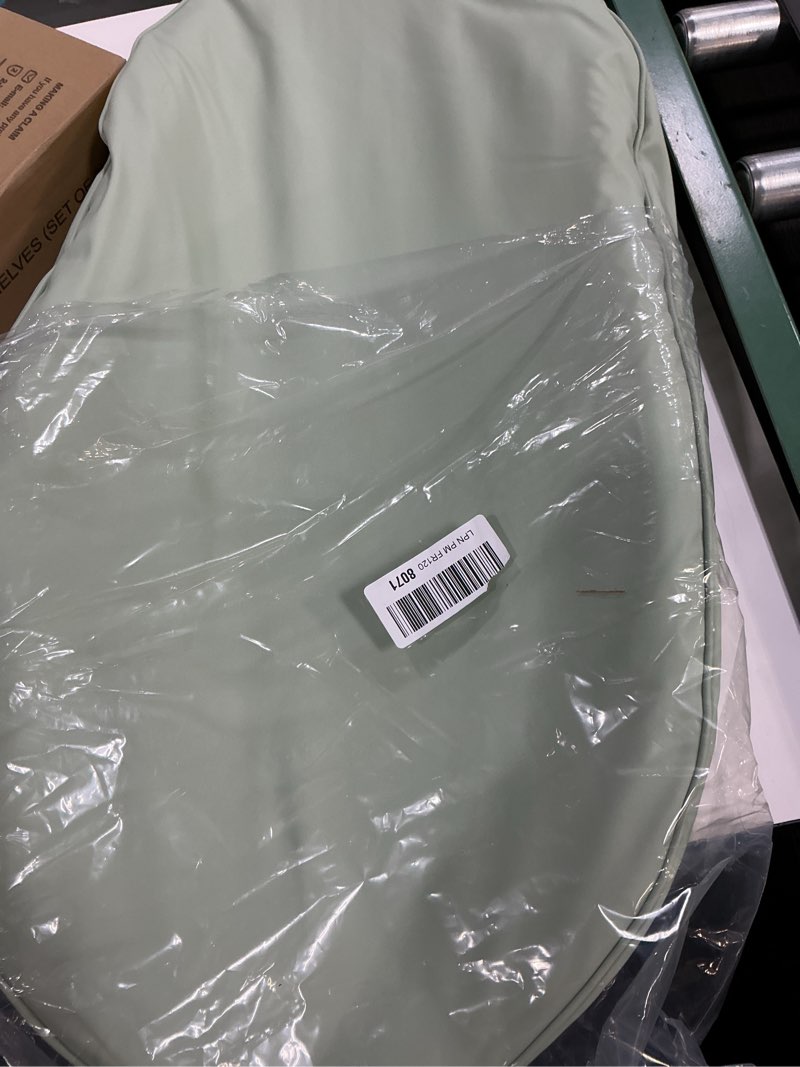 Condition photo showing New/Like New for blissful diary vegan leather baby changing pad with waterproof & wipe-clean pu cover, avocado size cozy diaper changing pad for dresser and table, light green avocado light green
