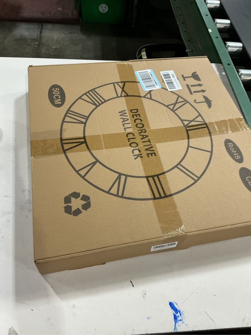 Condition photo showing New/Like New for Large Wall Clock 20IN, Silent Metal Wood Style Wall Clocks Battery Operated for Living Room Decor, Farmhouse Big Wall Clock, Outdoor Wood-arabic 20IN