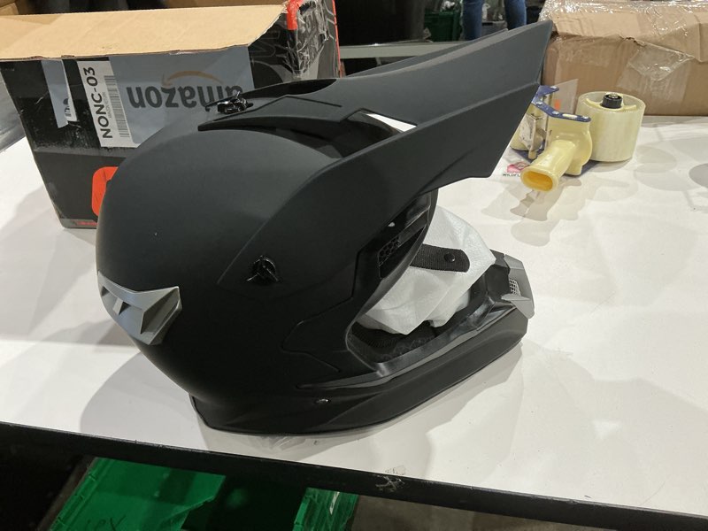 Condition photo showing Good Condition for adult motocross dirt bike helmet with goggles, gloves & mask dirt bike atv helmet for unisex-adult men women adjustable sun visor dot/fmvss-218 off-road motorcycle helmet utv helmet downhill matte black-188 medium
