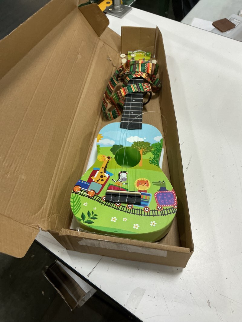 Condition photo showing Good Condition for ranming ukulele 21 inch ukelele kids 4-string ukulele starter kit with strap, picks,carbon strings portable plastic uku for music education outdoor travel holiday gifts pink