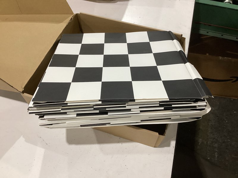 Condition photo showing New/Like New for 9 pcs race car birthday party decoration checkered flag cardboard kit racing theme 35.4 in background 11.8 in boxes lets go racing banner photo booth prop for boy fan baby shower supplies