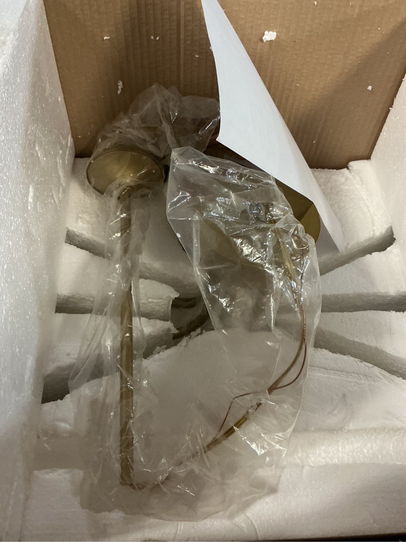 Condition photo showing New/Like New for 6 light chandelier ceiling lights fixture, simple farmhouse hanging chandeliers, industrial candle style pendant lighting for foyer kitchen dining room corridors, d28'' (gold)