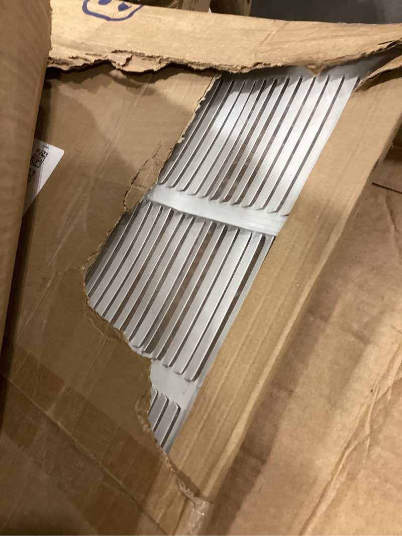 Condition photo showing As Is for 26" x 26" return air grille - sidewall and ceiling - hvac vent duct cover diffuser - [white] [outer dimensions: 27.75w x 27.75" h]